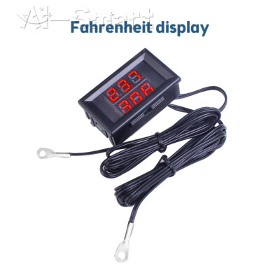 Dual Red LED Display DC4-28V Thermometer w/NTC Metal Probe Temperature Sensor