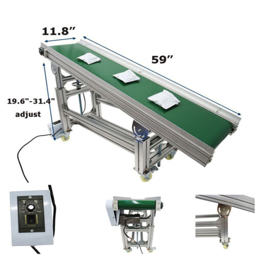 59"Length 11.8"Width Industrial Transport PVC Inclined Wall Conveyor Belt System