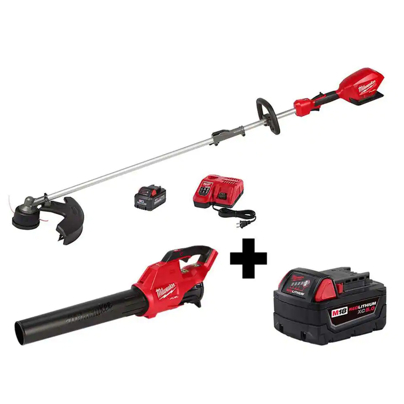 Brushless Cordless String Trimmer 8.0Ah Kit with M18 Blower and 5.0 Ah Battery