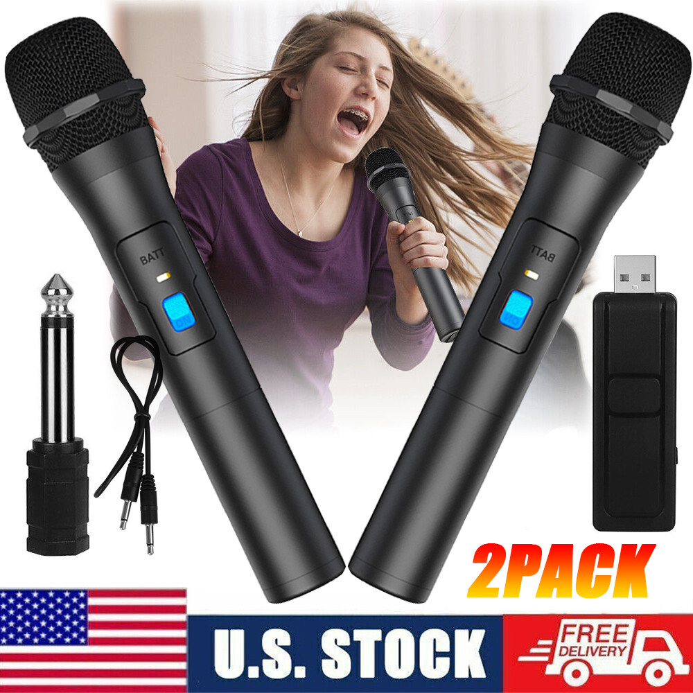 2Pcs Professional VHF Wireless Microphone Handheld Mic Syste