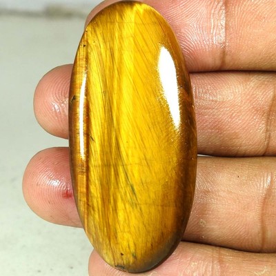 58.50Cts 100% Natural Golden Tiger Eye Oval Shape Cab Loose Gemstones 51x24x05mm