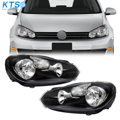 Pair Headlight For 2010-2014 Volkswagen Golf/Jetta Sportwagen(MK6) Black Housing