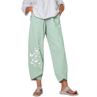 Womens Ladies Print Work Sports Baggy Casual Harem Pants Trousers Plus Size