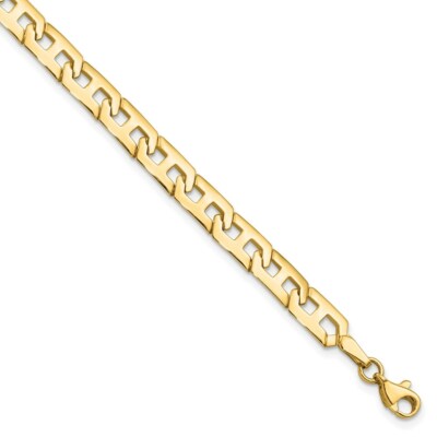 Pre-owned Superdealsforeverything Real 14kt Yellow Gold Polished Fancy Link Chain Bracelet; 7.5 Inch