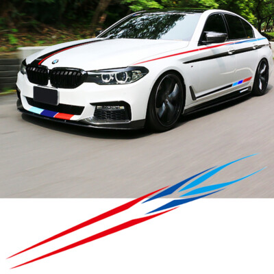 6Pcs Tri-Color Sport Stickers Door Side Body Decals For BMW 1 3 4 5 6 7 M3 M4 M7