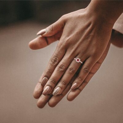 Pre-owned Pucci 1.4 Ct Princess Cut Real Red Garnet Bridal Statement Designer Ring 14k Pink Gold