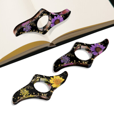 2 Pcs Resin Dried Flower Book Page Holder for Reading Thumb Bookmark Book Opener
