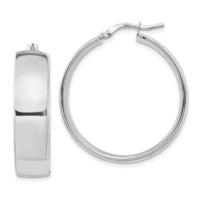 Pre-owned Superdealsforeverything Real 14kt White Gold 7.75mm Polished Hoop Earrings