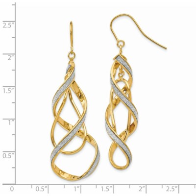 Pre-owned Superdealsforeverything Real 14kt Yellow Gold Polished Glitter Infused Spiral Dangle Earrings