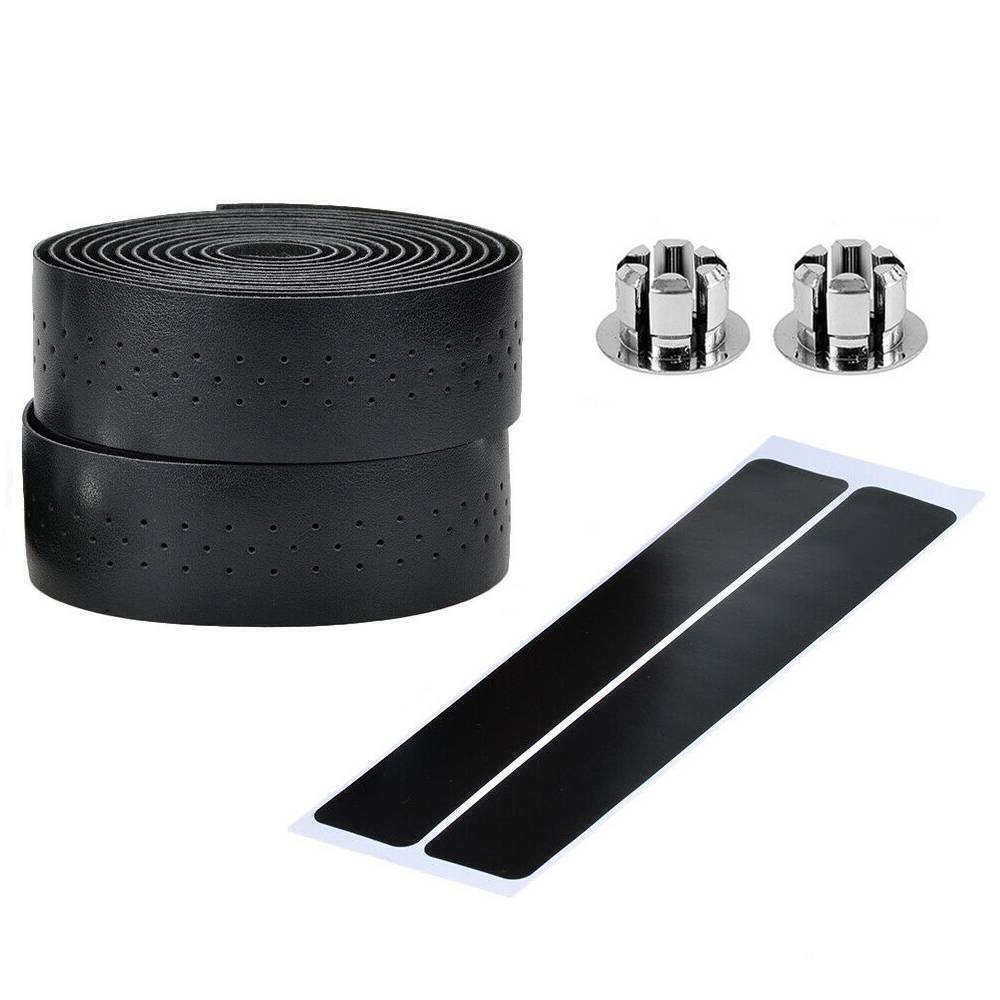 Handlebar Tape PU Leather Road Bicycle Cycling Handle Bar Grip Wrap Tapes Black