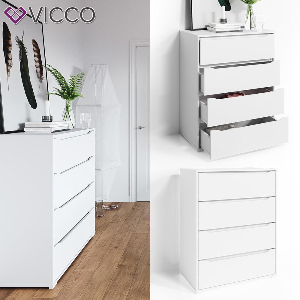 Vicco Badschrank Bianco Badregal Mit 4 Schubladen 81x55x30cm Badmobel Weiss Sideboard Badezimmerschrank Im Landhausstil