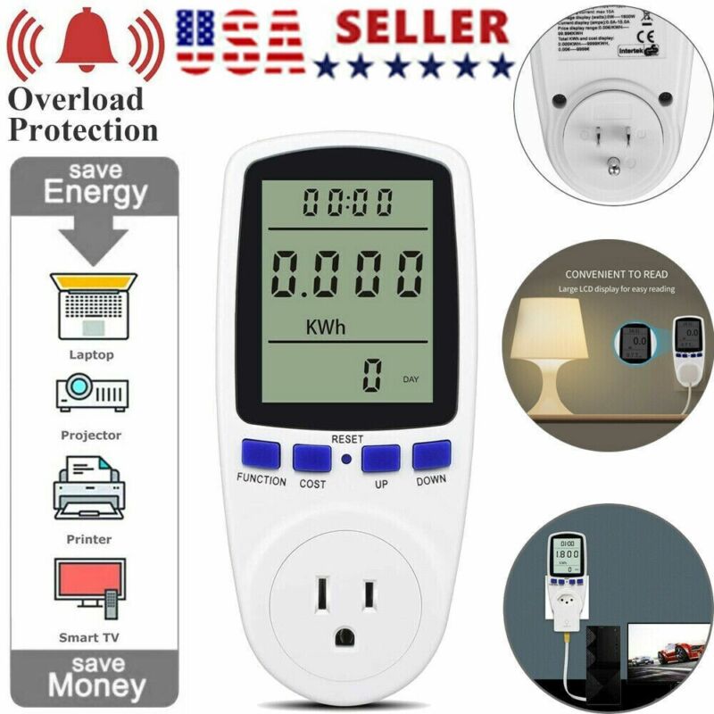 Electricity Usage Energy Monitor Plug Power Watt Voltage Meter Analyzer Socket