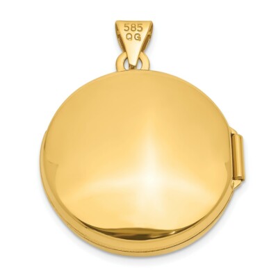 Pre-owned Skyjewelers Real 14kt Yellow Gold 20mm Round Plain Domed Locket