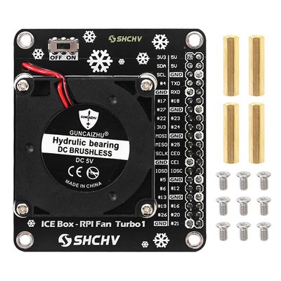 Low Noise GPIO Cooling Fan LED Light Mini Turbo Fan for Raspberry Pi 4B/3B+/3B k