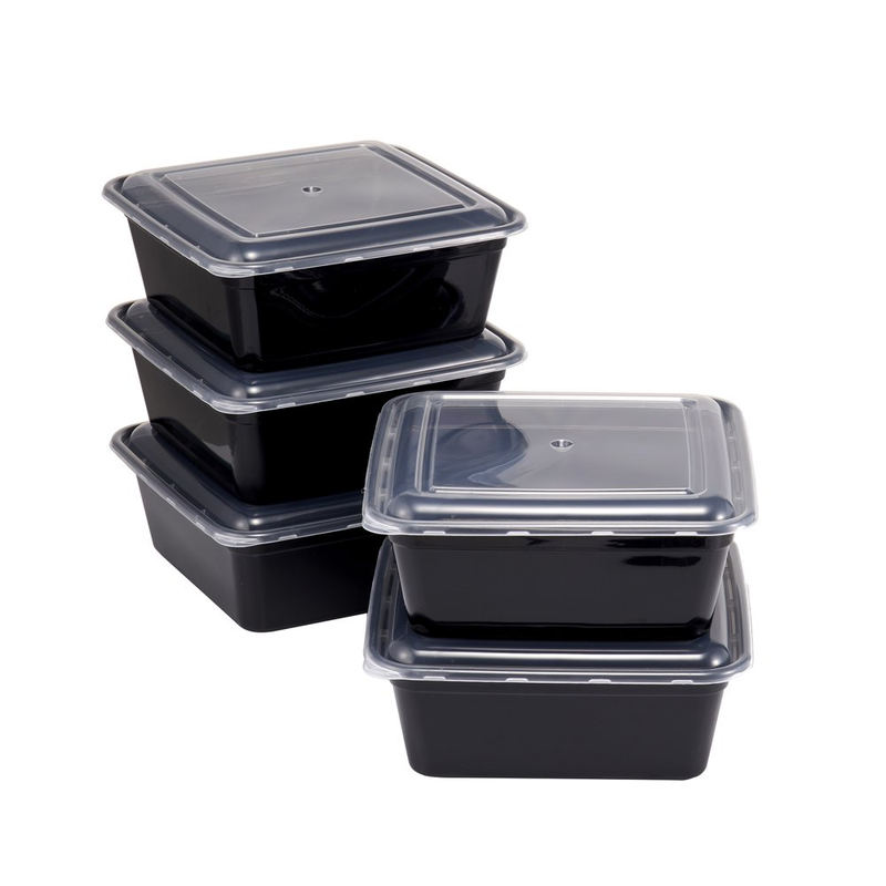 Clear Lid Black Container 5-pk