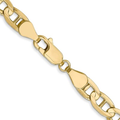 Pre-owned Skyjewelers Real 14kt Yellow Gold 5.25mm Concave Anchor Chain; 18 Inch; Lobster Clasp
