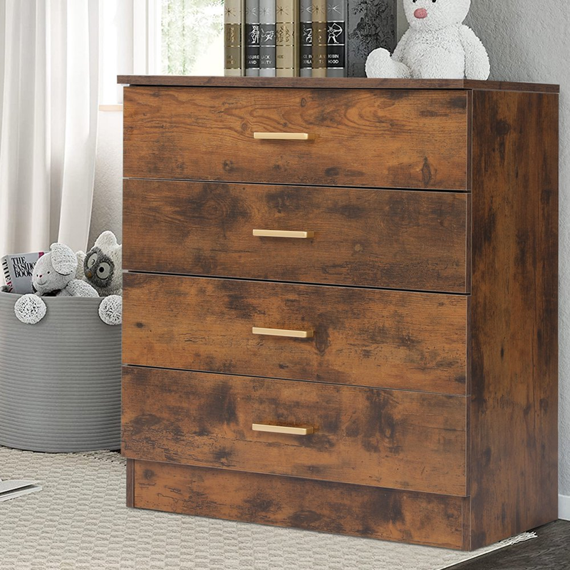 Black 4 Drawer Dresser for Small Space, Wood Storage Cabinet for Living Room, Ch
