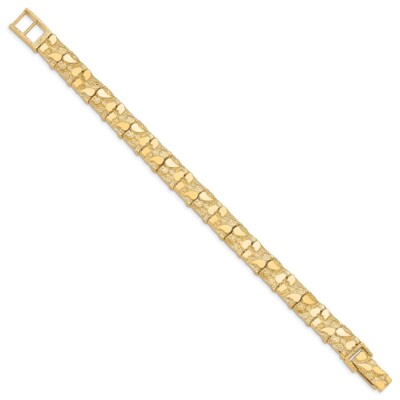Pre-owned Superdealsforeverything Real 10kt Yellow Gold 10.0mm Nugget Chain Bracelet; 7 Inch
