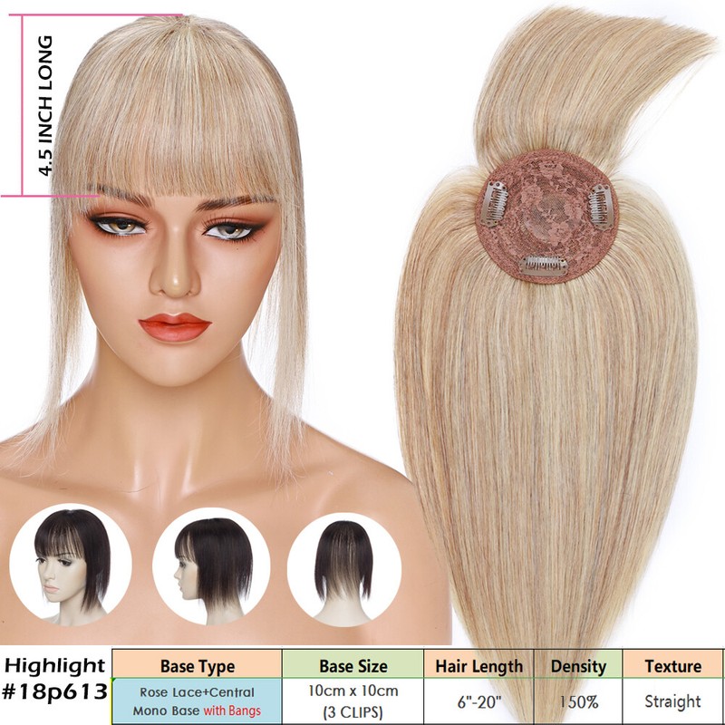 CLEARANCE 100% Remy Human Hair Clip In Silk Topper Toupee Hairpiece Wig Top Base