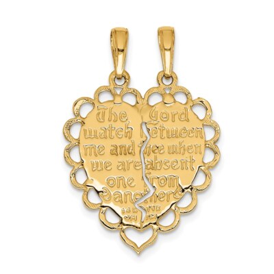 Pre-owned Superdealsforeverything Real 14k Yellow Gold Reversible Mizpah 2 Piece Break Apart Charm