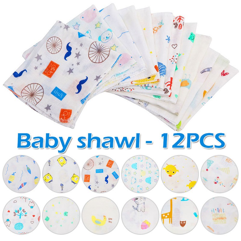 12 stk Baby Lätzchen Kinder Halstuch  Spucktücher Sabberlätzchen Mulltücher Set