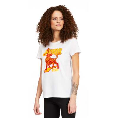 

Puma Red Lantern Ox Crew Neck Short Sleeve TShirt Womens Size  Casual Tops 84, Белый