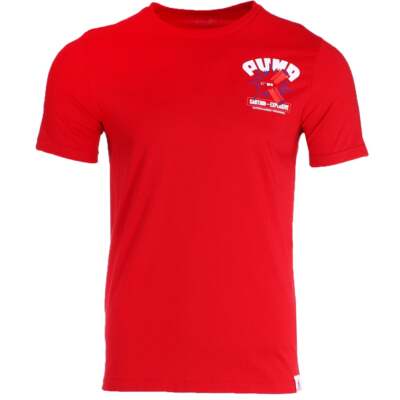 

Футболка Puma Firecracker Crew Neck с коротким рукавом Мужские красные повседневные топы 533280-01, Красный, Puma Firecracker Crew Neck Short Sleeve TShirt