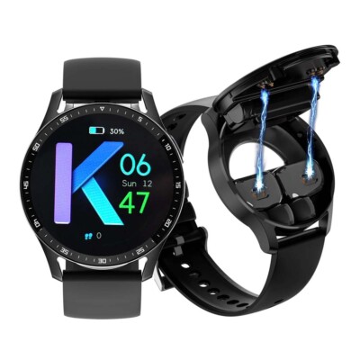 Smart Watch with Earbuds Men Smartwatch 2 in 1 Wireless Headset For iOS Android