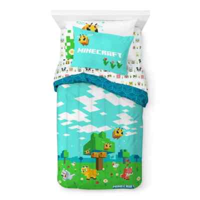 Minecraft ''Beautiful Day'' Kids ReversibleTwin Bed Set - T812748245