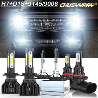 For Cadillac Escalade 2007-2014 6000K LED Headlight Hi Low Beam+ Fog Light Bulbs