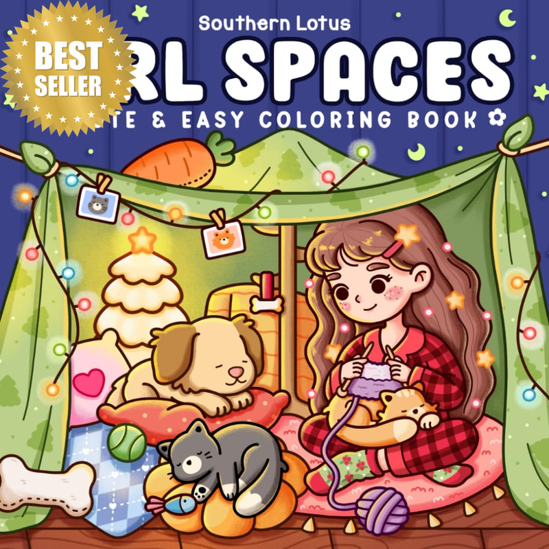 Girl Spaces: Coloring Book for Adults and Teens Featuring Cozy Moments and Girly