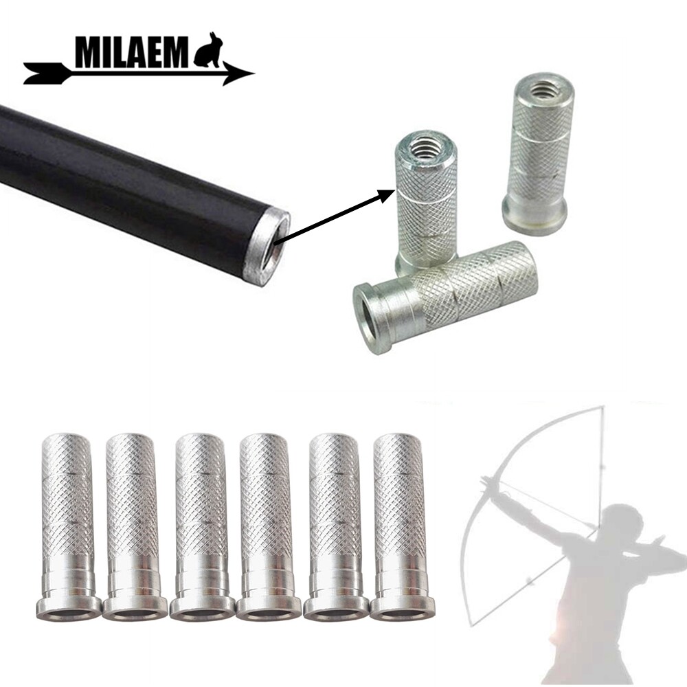 50pcs Archery Aluminum Arrow Inserts Shaft ID6.0/6.2/7.6mm Thread Bow