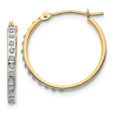 Pre-owned Diamond2deal 14k Yellow Gold Diamond Fascination Round Hinged Hoop Earrings Gift For Women