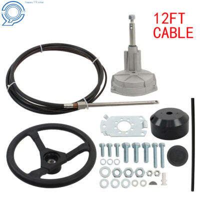 12 Feet Boat Rotary Steering System Outboard Kit & 12Ft Marine Cable SS13712