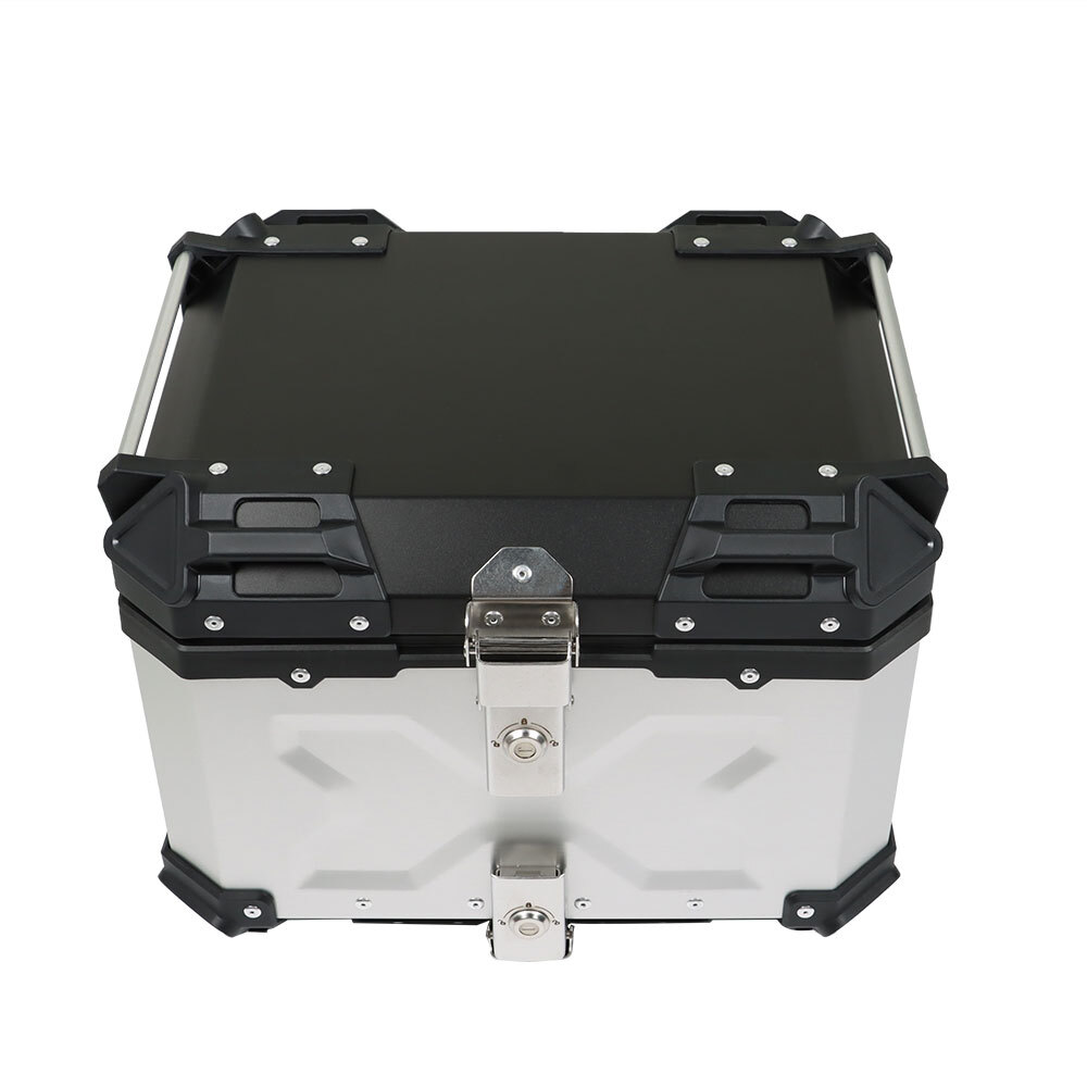 Motorcycle Silver Trunk Rear Tour Tail Box Luggage Aluminum