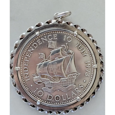 1973 Bahamas UK Queen Elizabeth II Ship Santa Maria Proof Silver $10 Coin Pendan