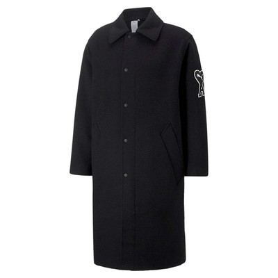 

Puma Ami X Button Down Coat Мужская черная повседневная спортивная верхняя одежда 53599701, Черный, Puma Ami X Button Down Coat