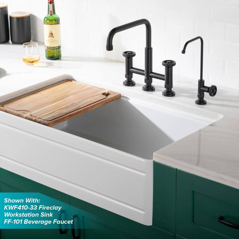 Urbix Double Handle Industrial Bridge Kitchen Faucet with Side Sprayer in Matte