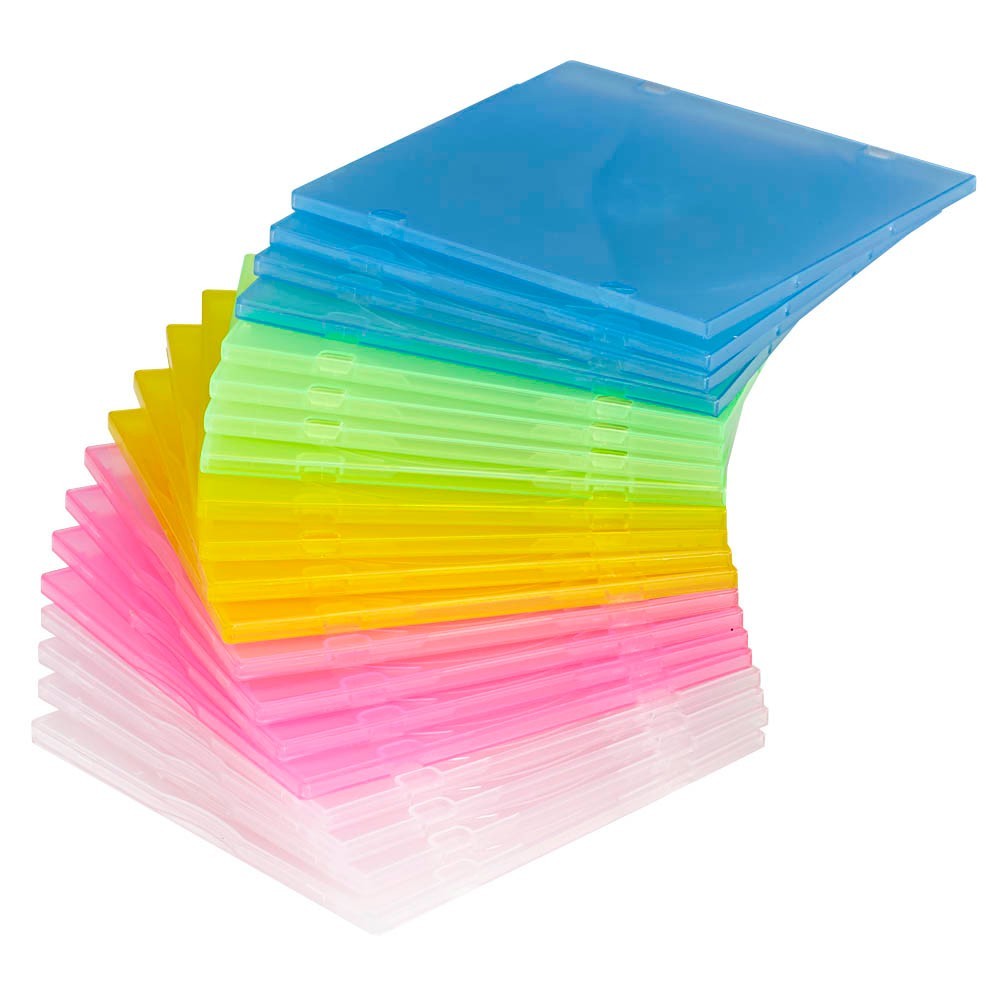 Unzerbrechliche CD Hüllen bruchsicher bunt farbig 100 Stück Slim Case für CD DVD