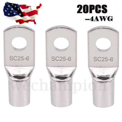 25pcs Non-Insulated Wire Copper Lugs Cable Terminals SC25-6 Crimp Connectors