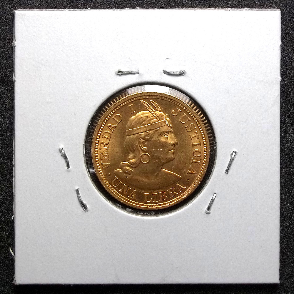 PERU - 1919 - 1 LIBRA - 1L - KM-207 - GOLD