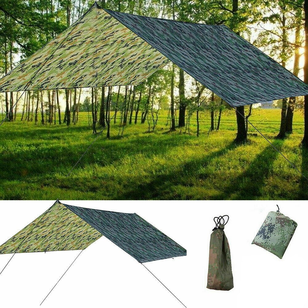 Waterproof Tent Tarp Rain Sun Shade Hammock Shelter Camping Picnic Pad Mat BS