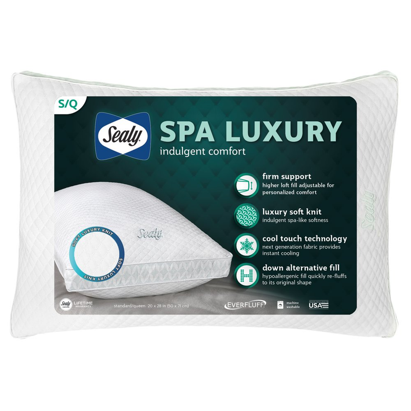 Spa Luxury Pillow, Firm Support, Standard/Queen – Indulgent Comfort for by Sealy