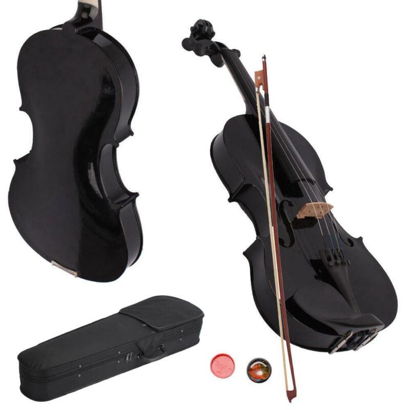 New School Acoustic Violin 4/4 Full Size With Case And Bow Rosin Black