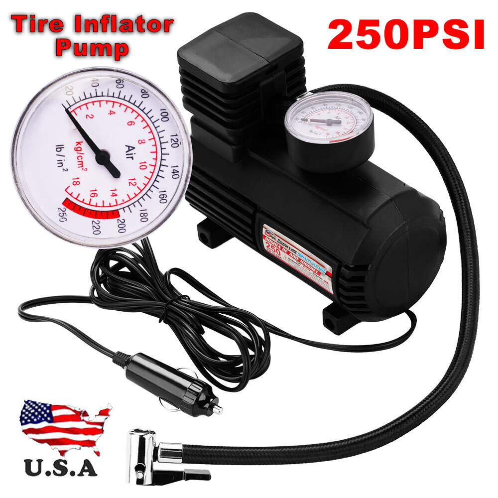 Electric Tire Inflator Pump 12 Volt Car 250psi