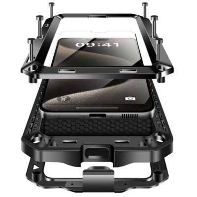 For iPhone 15 Pro Max/15 Plus /15 Metal Case Heavy Duty Shockproof Tough Cover