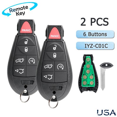2 for Jeep Commander 2008 2009 2010 IYZ-C01C Smart Key Remote Fob 6 Buttons