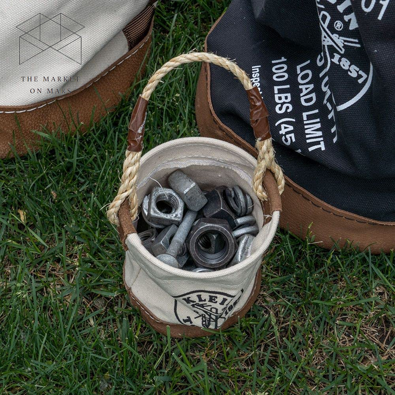 Tool Bucket Mini Small Parts Bag Heavy Duty Natural Canvas & Leather Bottom 🎯🎯