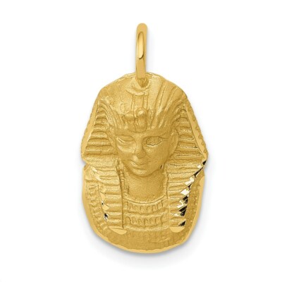 Pre-owned Superdealsforeverything Real 14kt Yellow Gold Satin Diamond Cut King Tut Charm