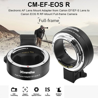 Commlite Auto Focus AF Lens Adapter for Canon EF EF-S Mount to EOS R5 6 RP Ra